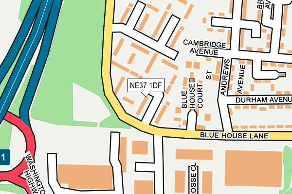 NE37 1DF map - OS OpenMap – Local (Ordnance Survey)