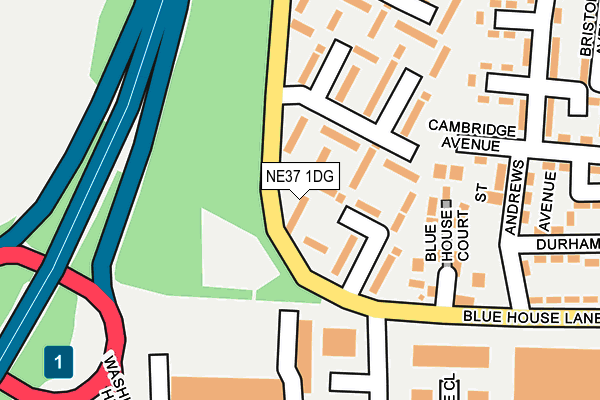NE37 1DG map - OS OpenMap – Local (Ordnance Survey)