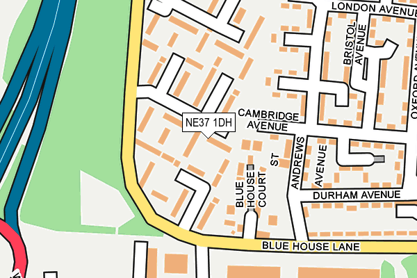 NE37 1DH map - OS OpenMap – Local (Ordnance Survey)