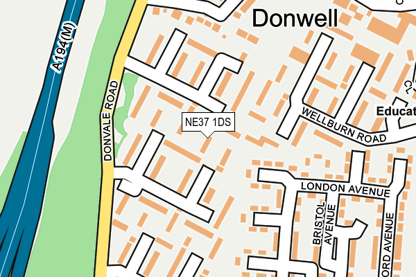 NE37 1DS map - OS OpenMap – Local (Ordnance Survey)