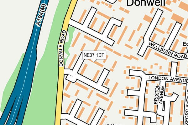 NE37 1DT map - OS OpenMap – Local (Ordnance Survey)