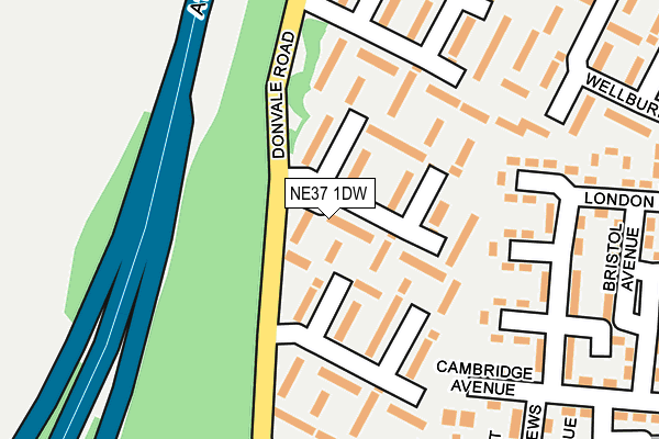 NE37 1DW map - OS OpenMap – Local (Ordnance Survey)