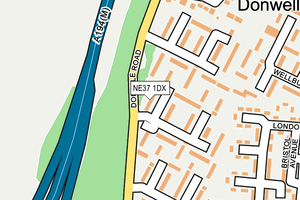 NE37 1DX map - OS OpenMap – Local (Ordnance Survey)