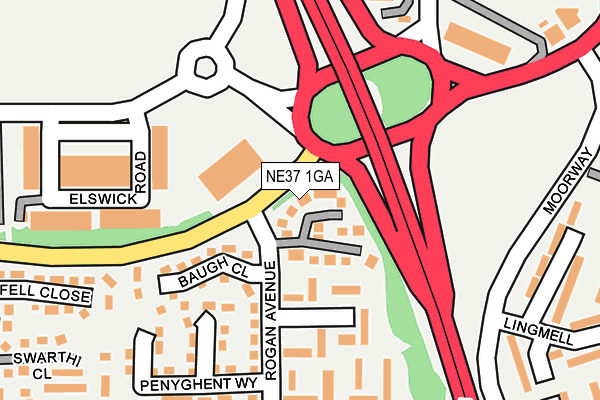 NE37 1GA map - OS OpenMap – Local (Ordnance Survey)