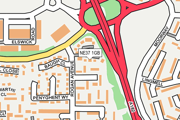 NE37 1GB map - OS OpenMap – Local (Ordnance Survey)