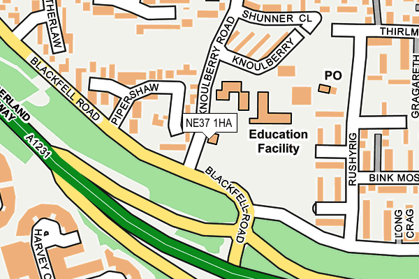 NE37 1HA map - OS OpenMap – Local (Ordnance Survey)