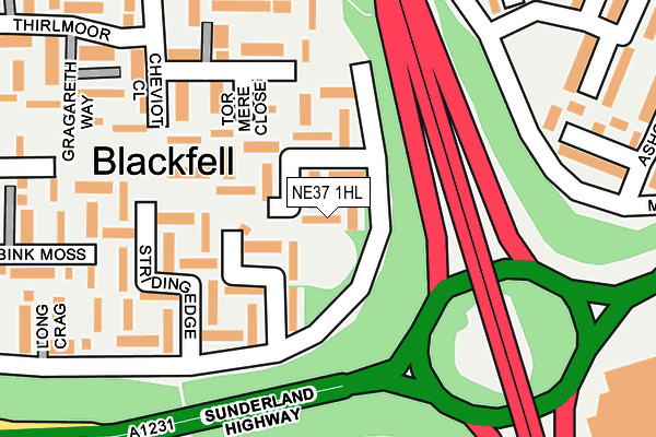 NE37 1HL map - OS OpenMap – Local (Ordnance Survey)