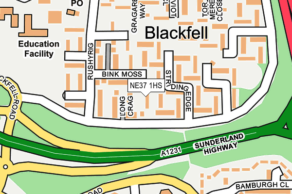 NE37 1HS map - OS OpenMap – Local (Ordnance Survey)