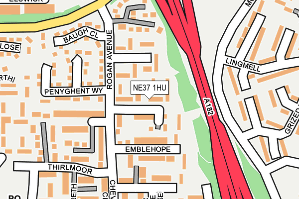 NE37 1HU map - OS OpenMap – Local (Ordnance Survey)
