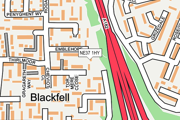 NE37 1HY map - OS OpenMap – Local (Ordnance Survey)