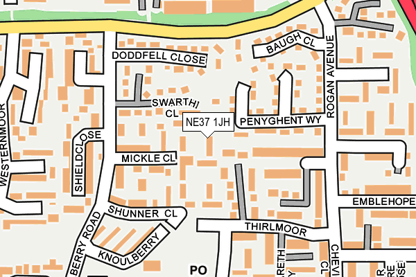 NE37 1JH map - OS OpenMap – Local (Ordnance Survey)
