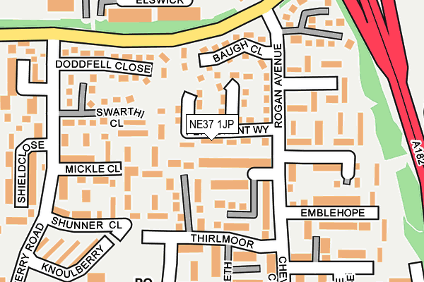 NE37 1JP map - OS OpenMap – Local (Ordnance Survey)
