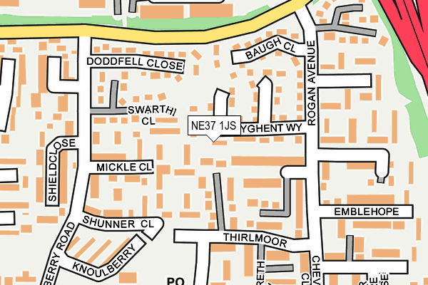 NE37 1JS map - OS OpenMap – Local (Ordnance Survey)