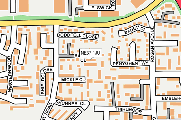 NE37 1JU map - OS OpenMap – Local (Ordnance Survey)