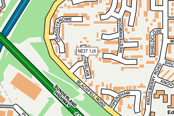 NE37 1JX map - OS OpenMap – Local (Ordnance Survey)