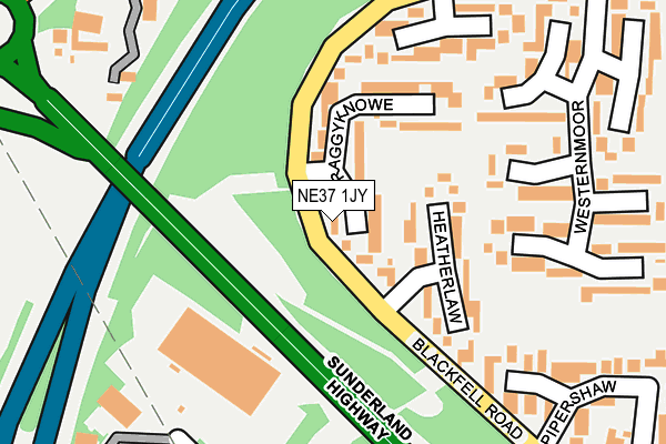 NE37 1JY map - OS OpenMap – Local (Ordnance Survey)