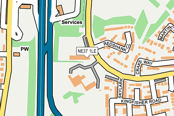 NE37 1LE map - OS OpenMap – Local (Ordnance Survey)