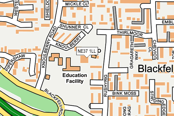 NE37 1LL map - OS OpenMap – Local (Ordnance Survey)