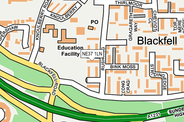 NE37 1LN map - OS OpenMap – Local (Ordnance Survey)