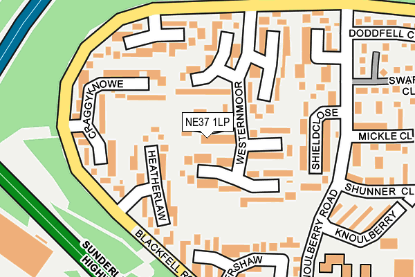 NE37 1LP map - OS OpenMap – Local (Ordnance Survey)