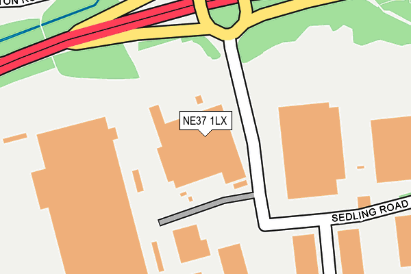 NE37 1LX map - OS OpenMap – Local (Ordnance Survey)