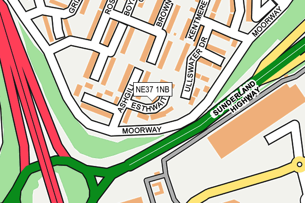NE37 1NB map - OS OpenMap – Local (Ordnance Survey)