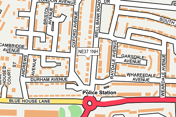 NE37 1NH map - OS OpenMap – Local (Ordnance Survey)