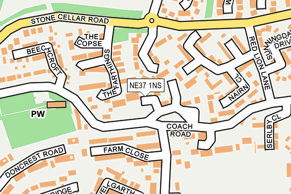 NE37 1NS map - OS OpenMap – Local (Ordnance Survey)