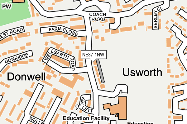 NE37 1NW map - OS OpenMap – Local (Ordnance Survey)