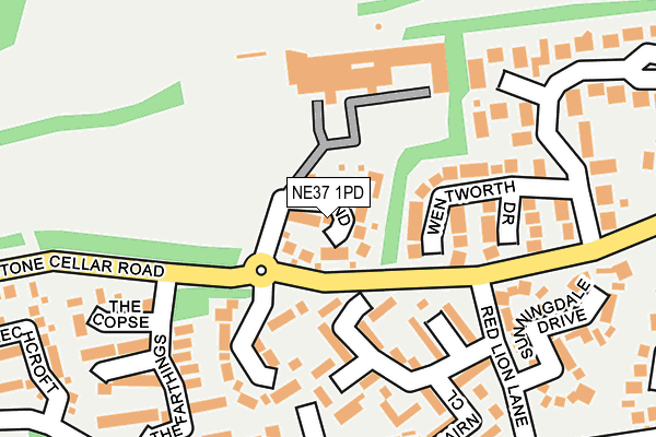NE37 1PD map - OS OpenMap – Local (Ordnance Survey)