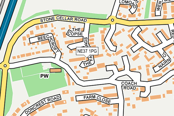NE37 1PG map - OS OpenMap – Local (Ordnance Survey)