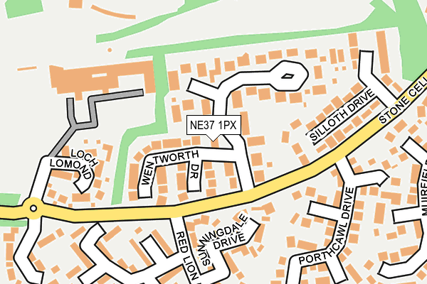 NE37 1PX map - OS OpenMap – Local (Ordnance Survey)