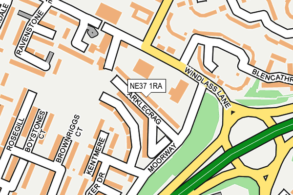 NE37 1RA map - OS OpenMap – Local (Ordnance Survey)