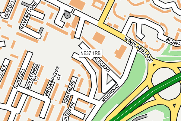 NE37 1RB map - OS OpenMap – Local (Ordnance Survey)