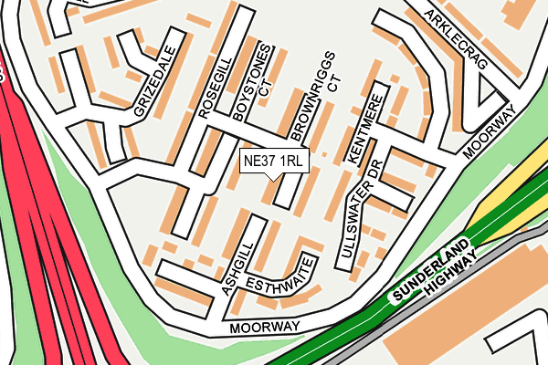 NE37 1RL map - OS OpenMap – Local (Ordnance Survey)