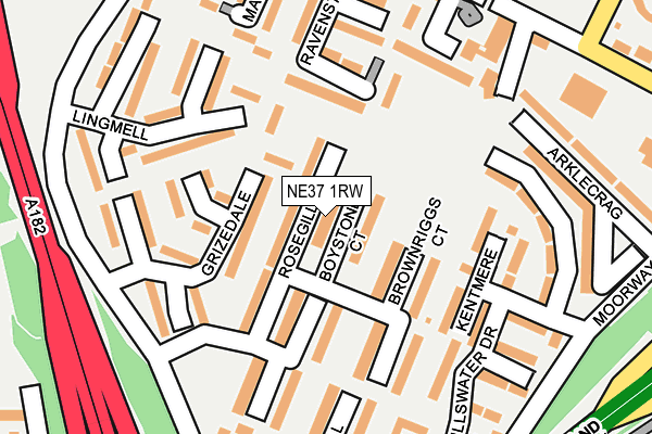 NE37 1RW map - OS OpenMap – Local (Ordnance Survey)