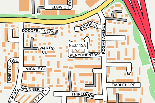 NE37 1SA map - OS OpenMap – Local (Ordnance Survey)