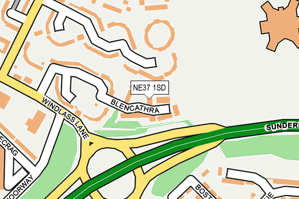 NE37 1SD map - OS OpenMap – Local (Ordnance Survey)