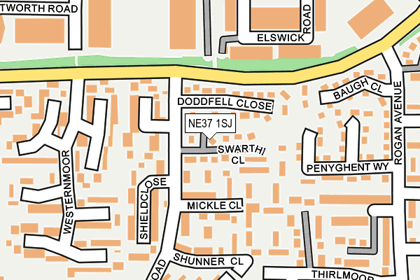 NE37 1SJ map - OS OpenMap – Local (Ordnance Survey)