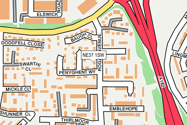 NE37 1SW map - OS OpenMap – Local (Ordnance Survey)