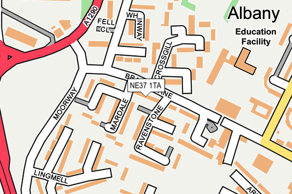 NE37 1TA map - OS OpenMap – Local (Ordnance Survey)