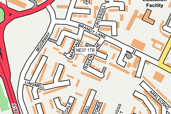 NE37 1TB map - OS OpenMap – Local (Ordnance Survey)