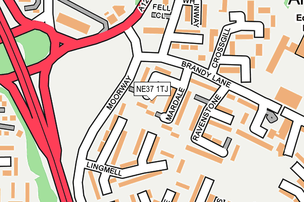 NE37 1TJ map - OS OpenMap – Local (Ordnance Survey)