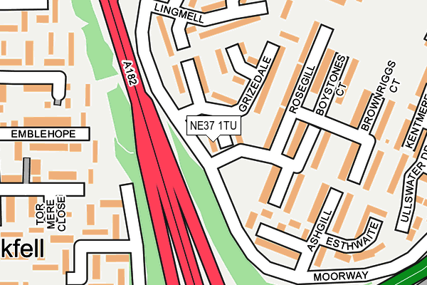 NE37 1TU map - OS OpenMap – Local (Ordnance Survey)