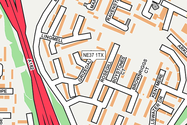 NE37 1TX map - OS OpenMap – Local (Ordnance Survey)
