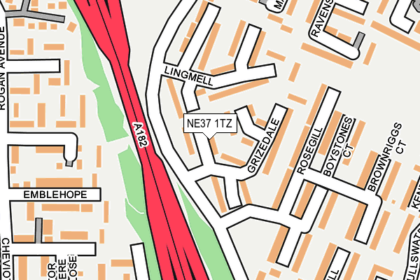 NE37 1TZ map - OS OpenMap – Local (Ordnance Survey)