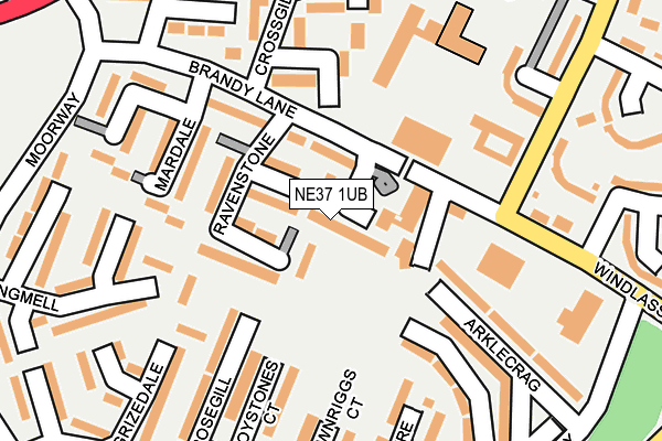 NE37 1UB map - OS OpenMap – Local (Ordnance Survey)