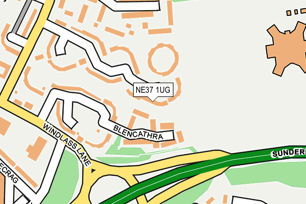 NE37 1UG map - OS OpenMap – Local (Ordnance Survey)