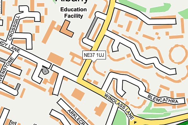 NE37 1UJ map - OS OpenMap – Local (Ordnance Survey)