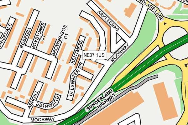NE37 1US map - OS OpenMap – Local (Ordnance Survey)